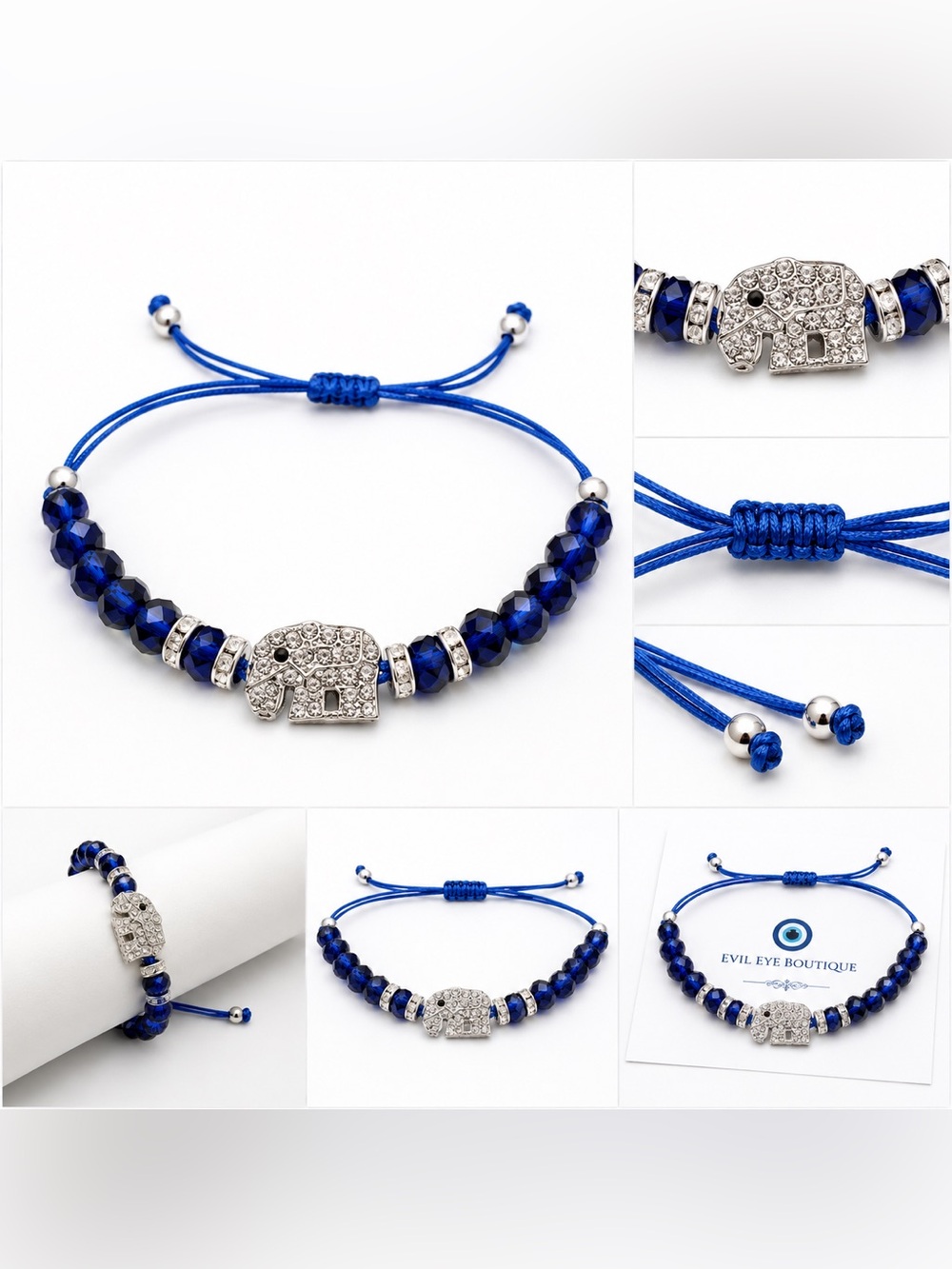 🧿🐘Blue Crystal Elephant Bracelet #41